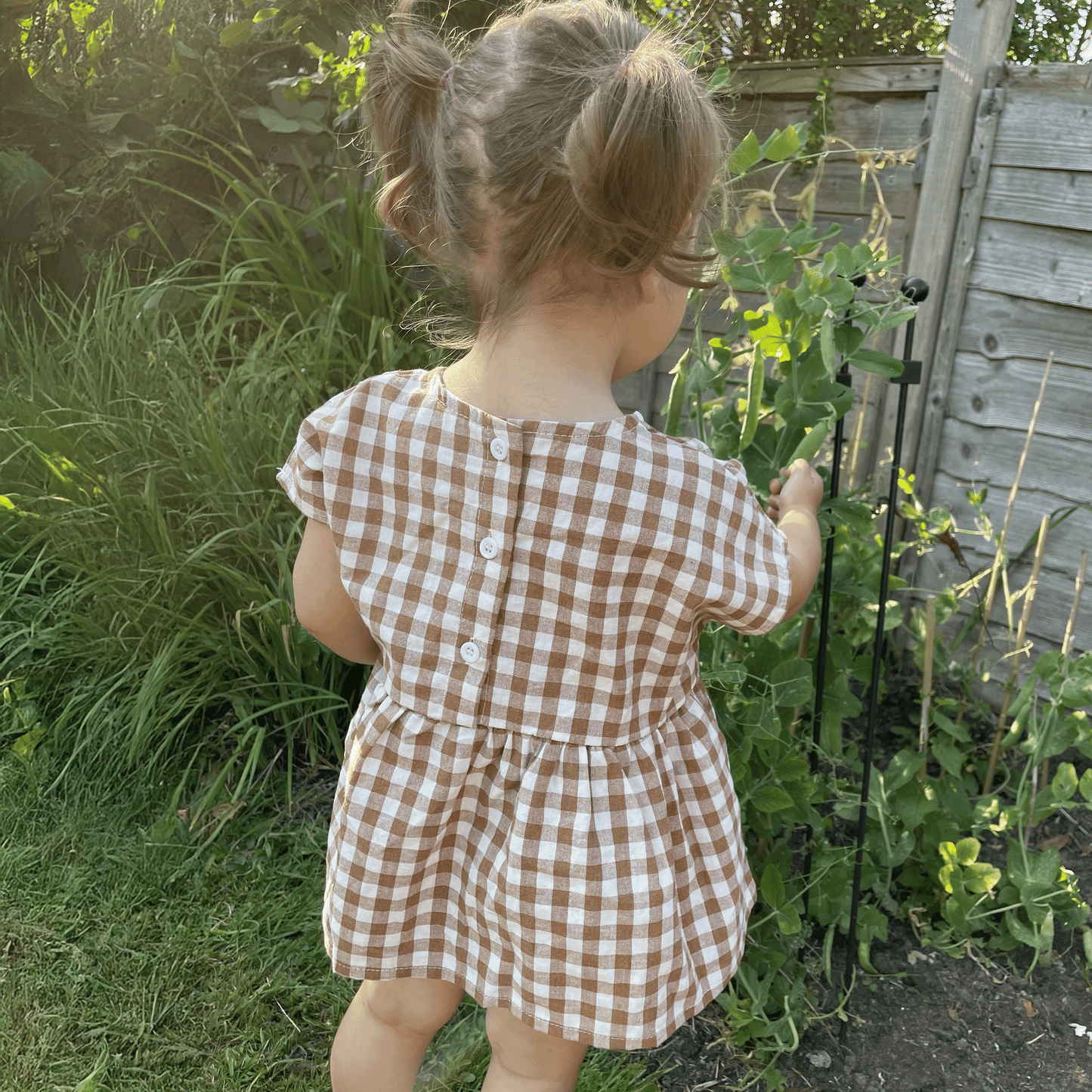 Mocha Gingham Set - Top & Bloomers