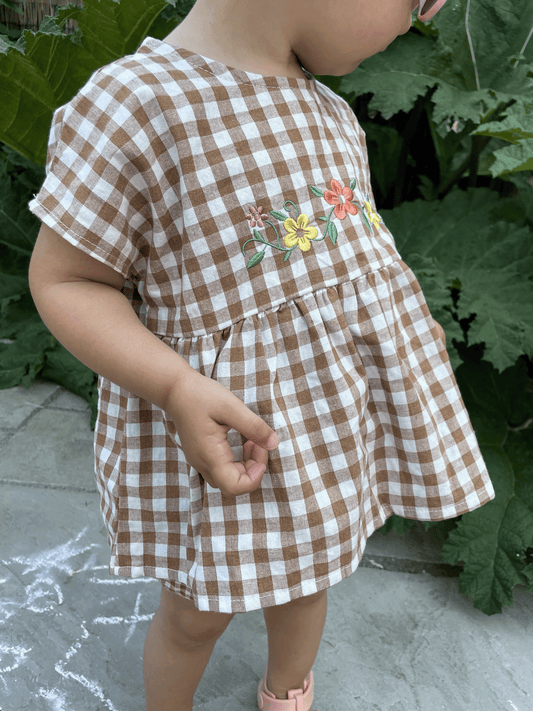 Mocha Gingham Set - Top & Bloomers