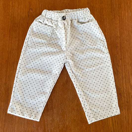 Cream Polka Dot Corduroy Unisex Trousers