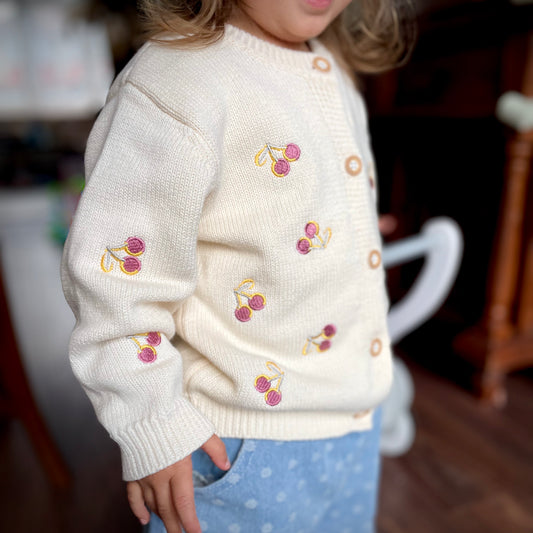 Rhubarb and Custard Cherry Girls Cardigan