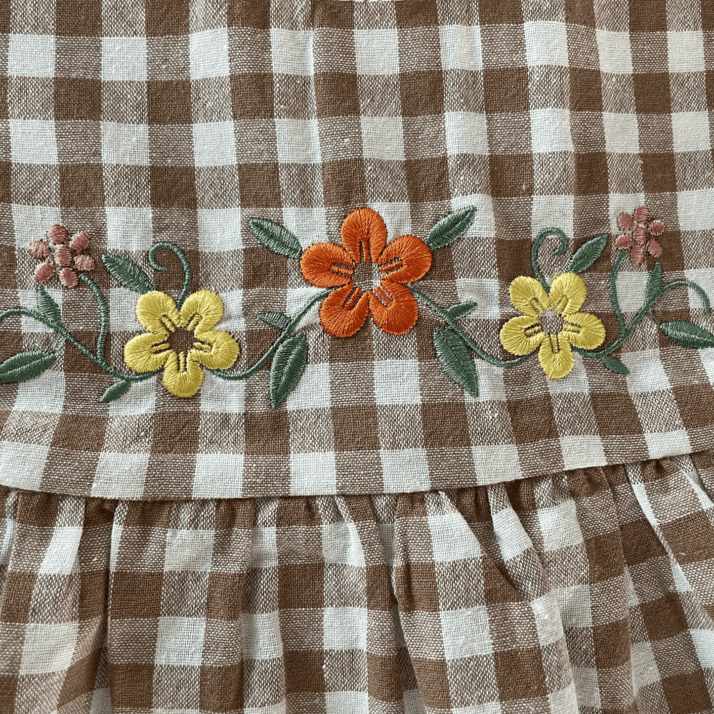 Mocha Gingham Set - Top & Bloomers