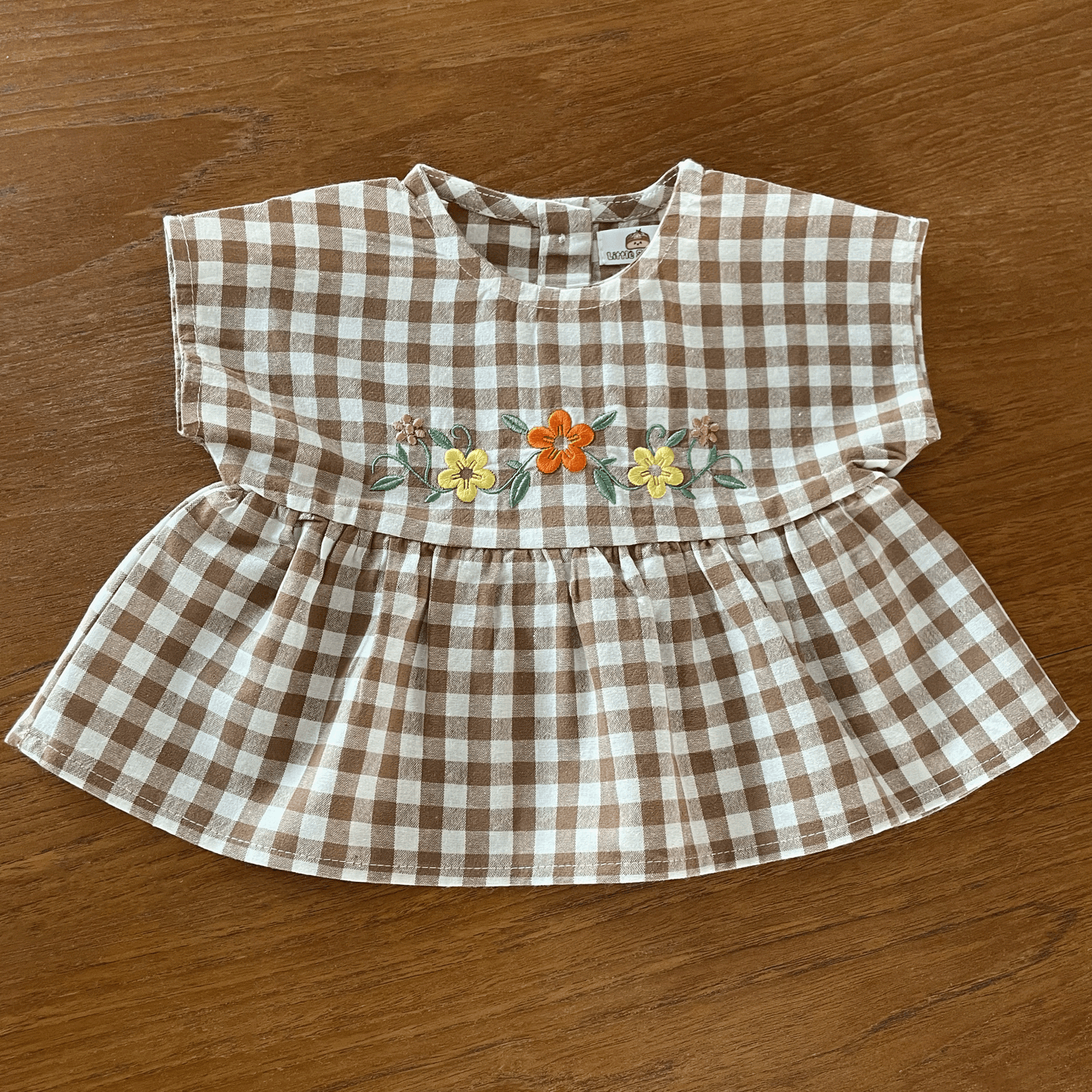 Mocha Gingham Set - Top & Bloomers