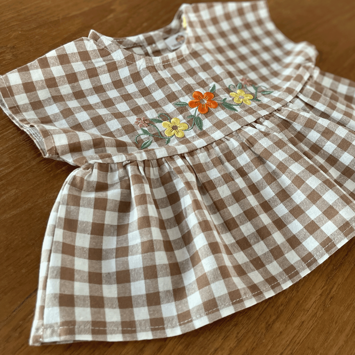 Mocha Gingham Set - Top & Bloomers