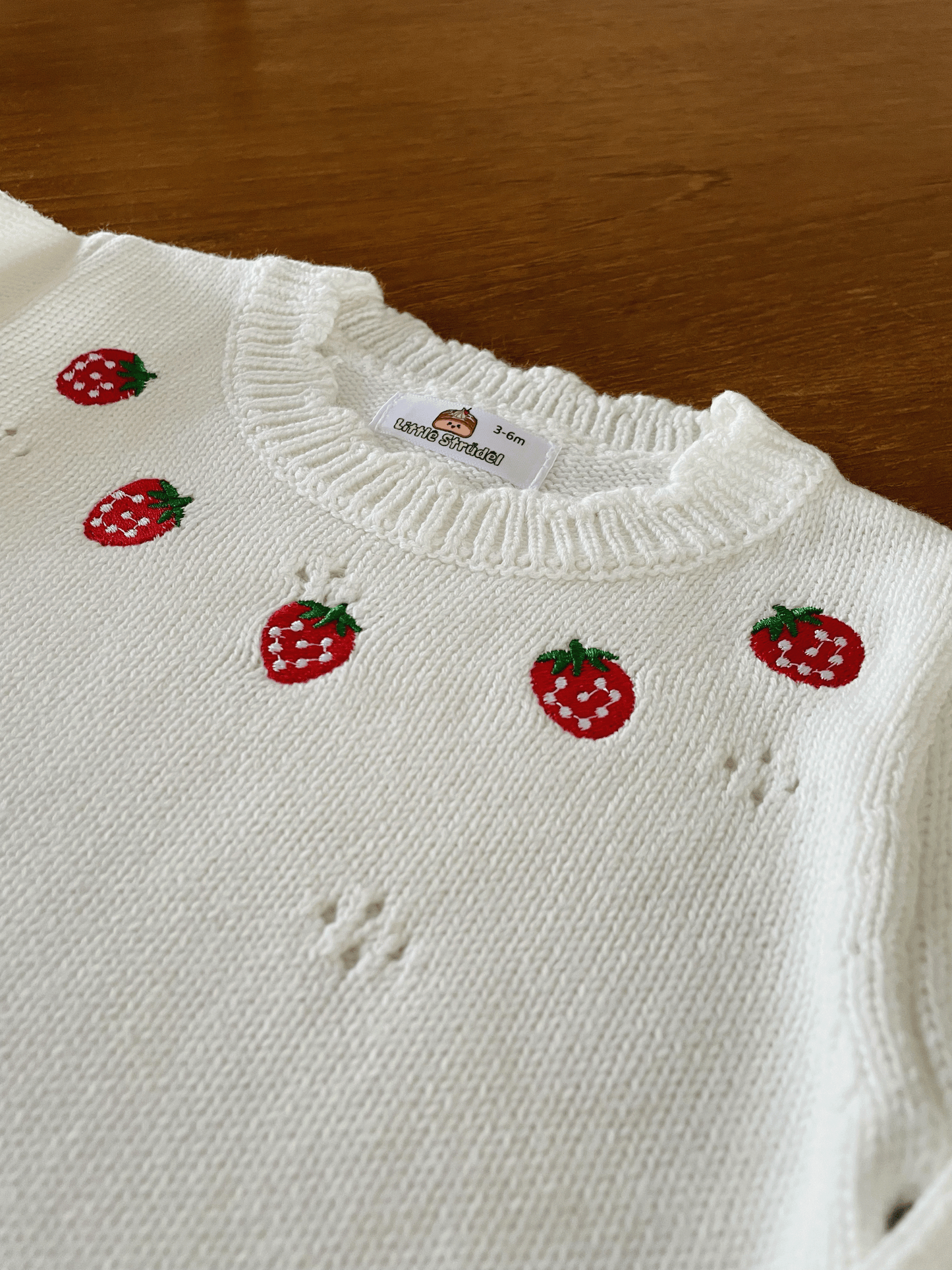 Strawberry Girls White Cotton Romper
